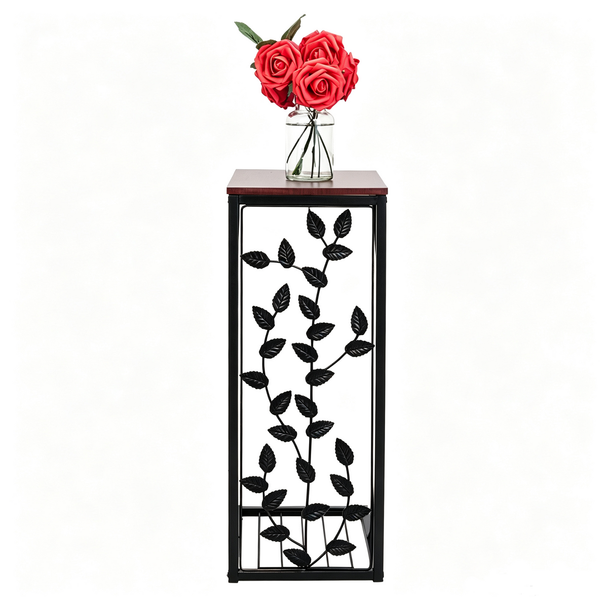 54*30.5*21CM Leaf Pattern Iron Side Table Coffee Table Brown