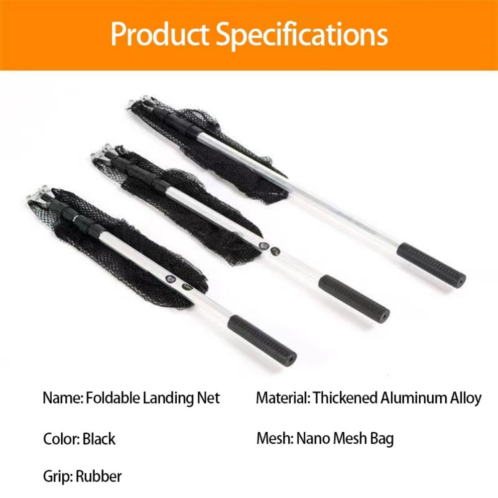 Foldable Landing Net Aluminum Alloy Frame Fishing Replacement Triangular Fishing For Easy Catches Portable Net Corrosions Resistant For Outdoor Activity