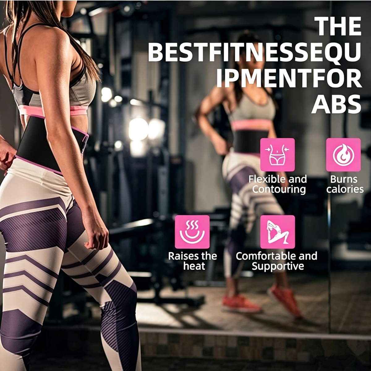 Waist Trimmer Belt Sport Workout Shaper Burner Slimming Belt W/ Phone Pocket Black