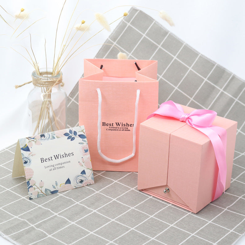 Double Door Eternal Rose Gift Box Jewelry Packaging Box Ring Earnail Necklace Jewelry Box - 2bazar4