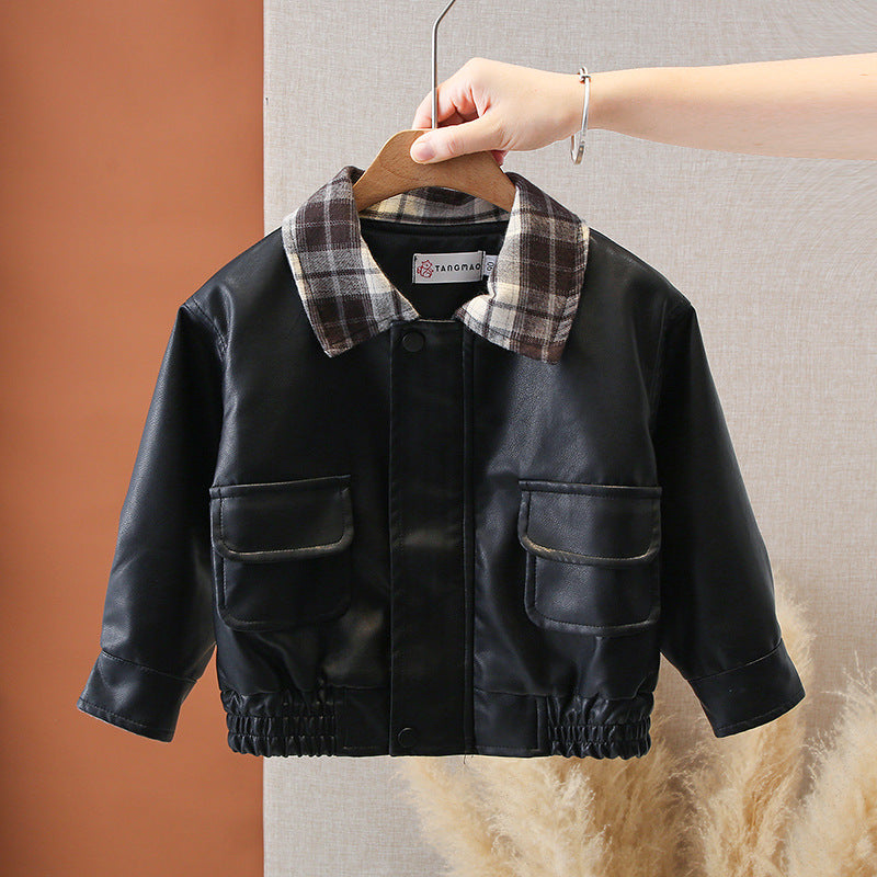 Boys Casual PU Leather Open Front Jacket - product image 6