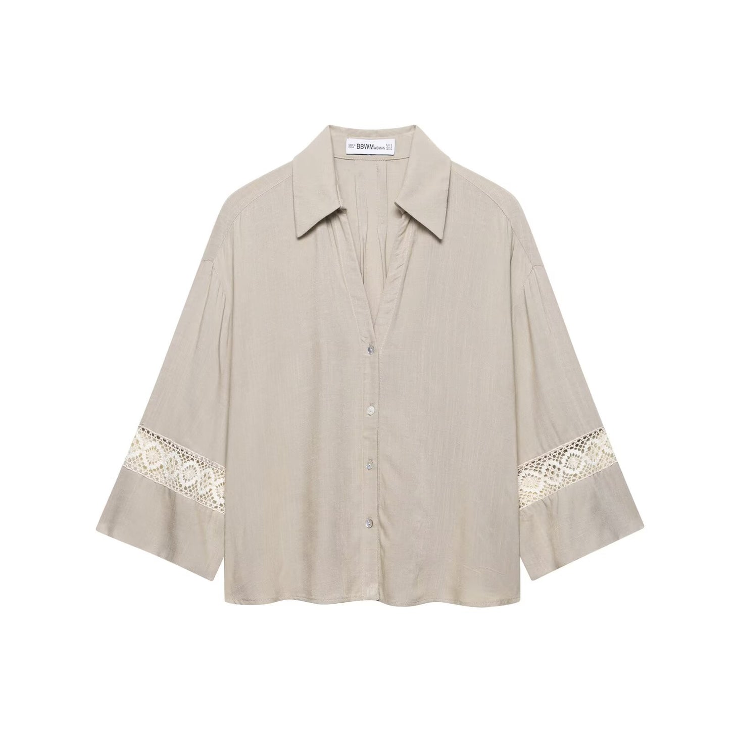Women's Embroidered Sleeve Blouse + Side Embroidered Stripe Wide Leg Pants