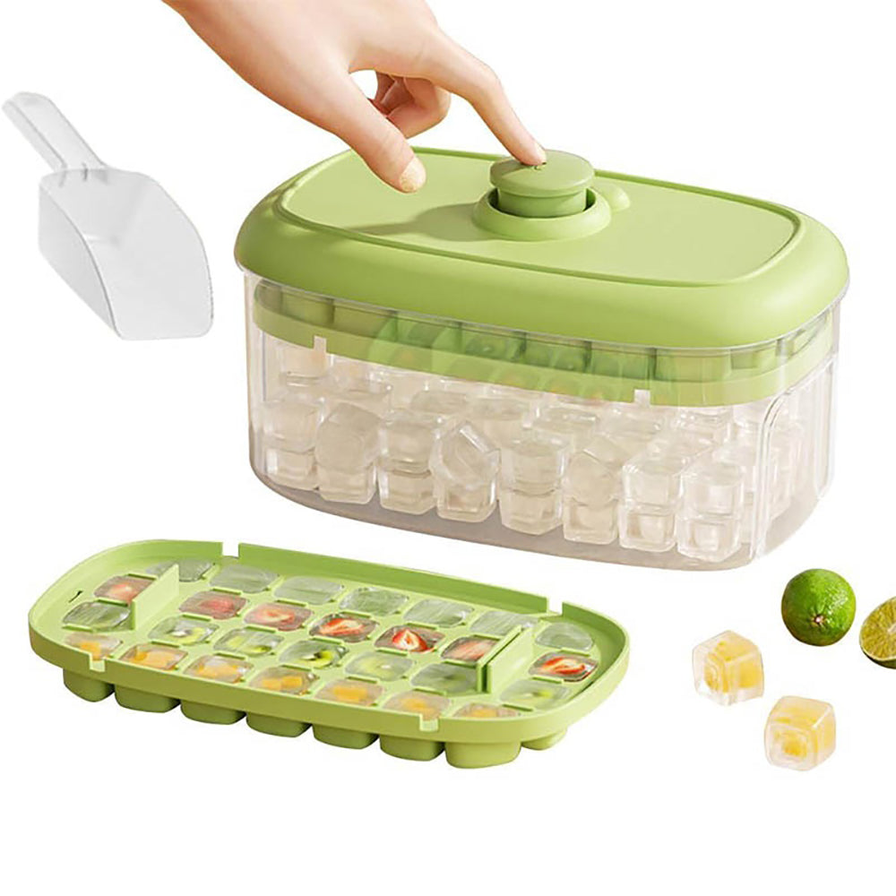 Practical Refrigerator Ice Cubes Tray System Nonslip Base Cocktails Making Tool beige