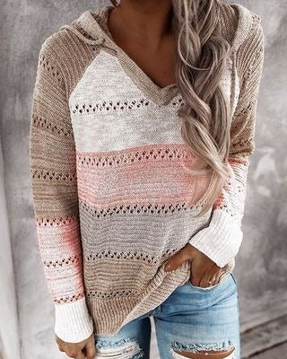 Women's autumn and winter new knitted hoodies with hooded sweaters for women - 2bazar4