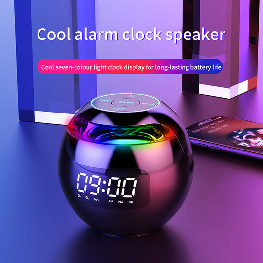 Clock Colorful Bluetooth Speaker Mini Portable Home Ball Plug in Card Small Steel Gun Computer Audio - 2bazar4