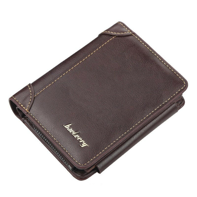 Wallet Men's Short Multi Card Position Three Fold Zipper Zero Wallet FWallet Fashion Thin Card Bag MenApplicable Gender:MaleMaterial: PU LeatherWallet fold: 3 foldOpening Method: Zipper BuckleInternal Structure of the bag: large billfold, photo position, change posit