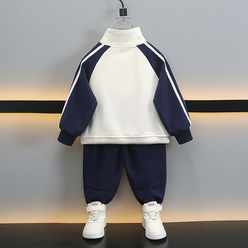Boys Spring Autumn Sports Two-Piece Set, Long Sleeve Zip-Up Jacket Pants, - product image 3