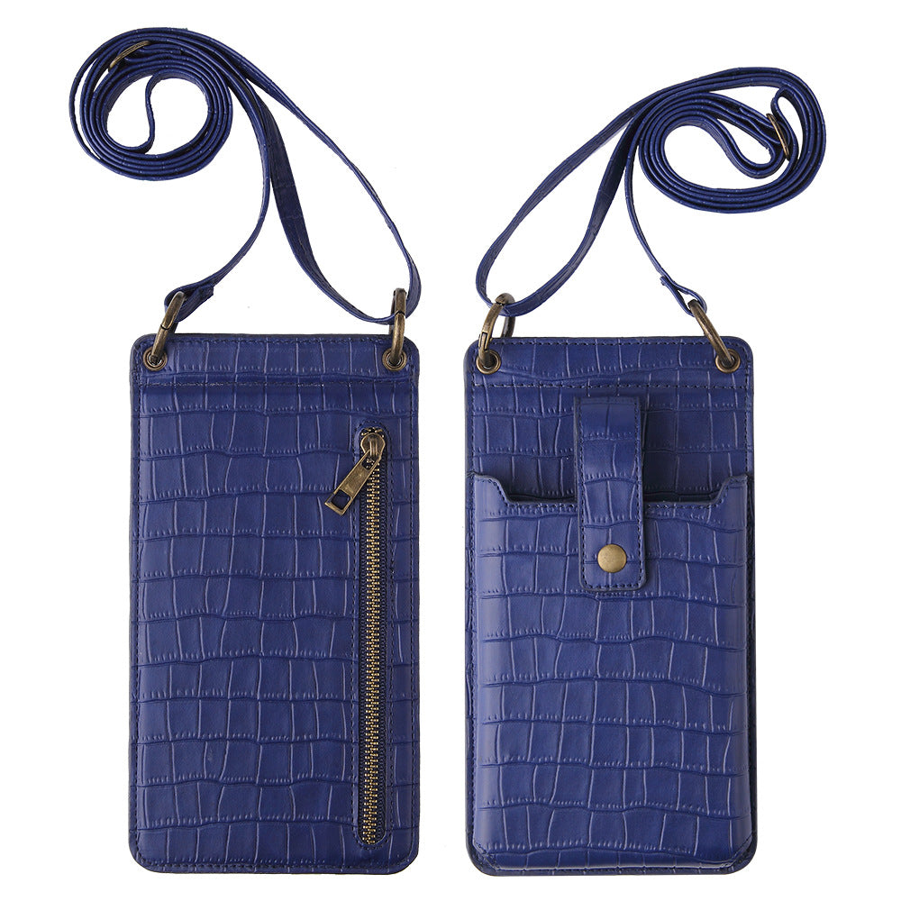 New Multi Function Messenger Vertical Retro Mini One-Shoulder Crocodile Pattern Coin Purse Mobile Phone Bag - 2bazar4