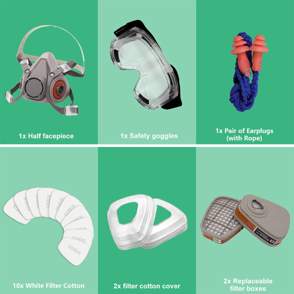 17 In 1 Full Face Mask 6200 Gas Mask Facepiece Spray Respirator Filter Chemical