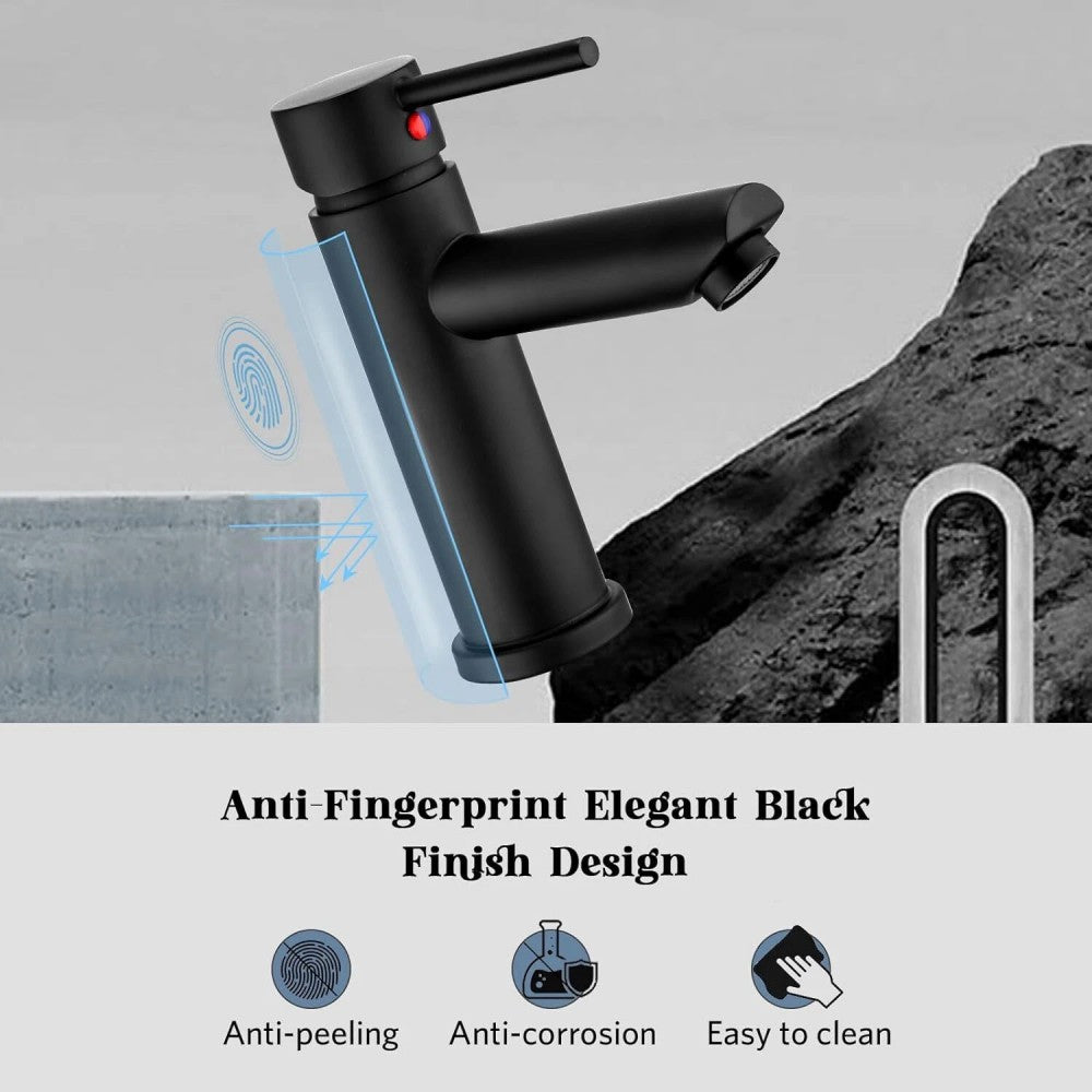 Cisivis Cloakroom Modern Bathroom Basin Sink Mono Chrome Mixer Tap Waste UK