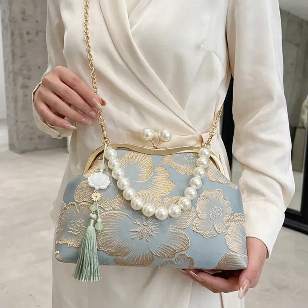 Pearl Embroidered Shoulder Bag Fashion Pearl Crossbody Bags for Woman Handbag