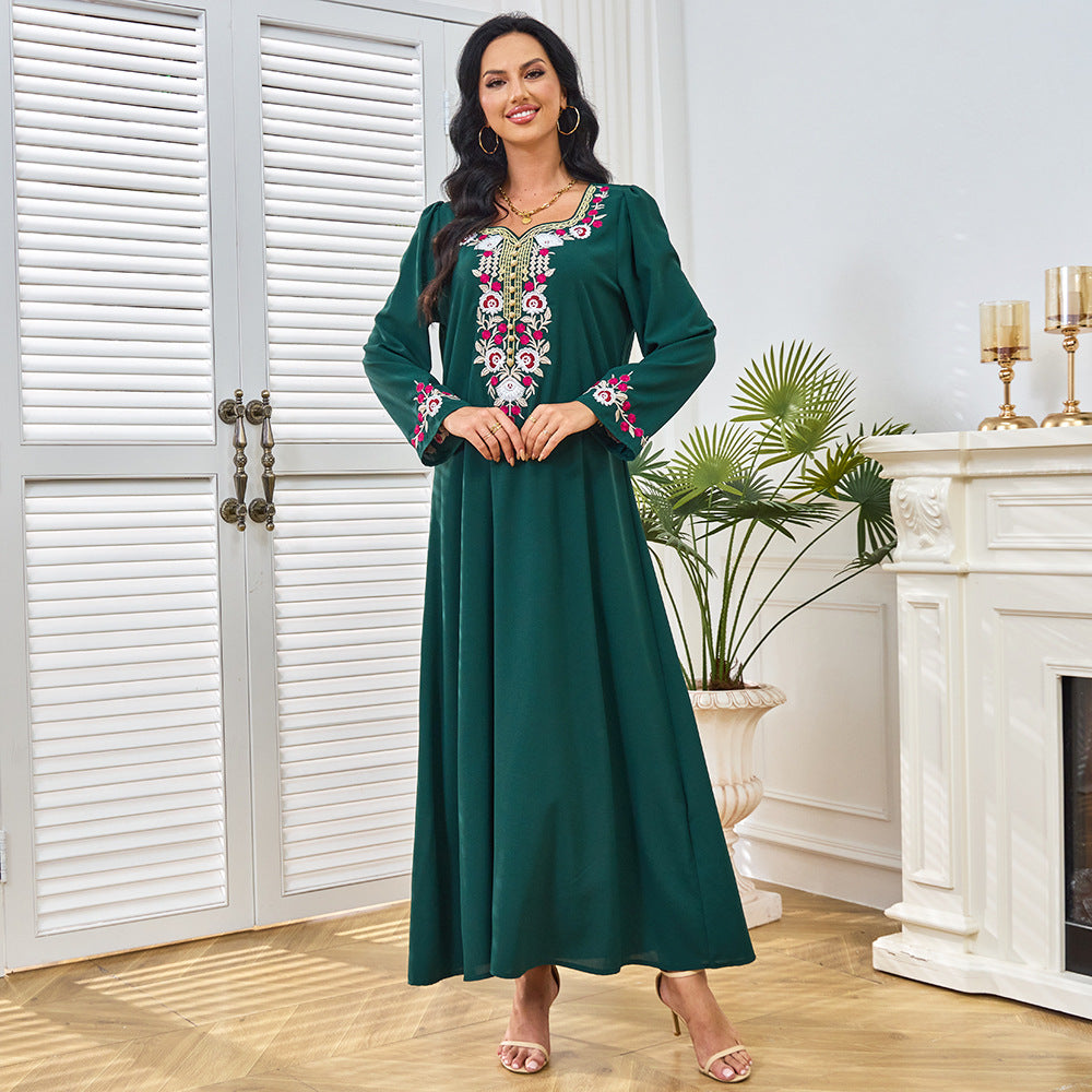 Embroidered long sleeved dress