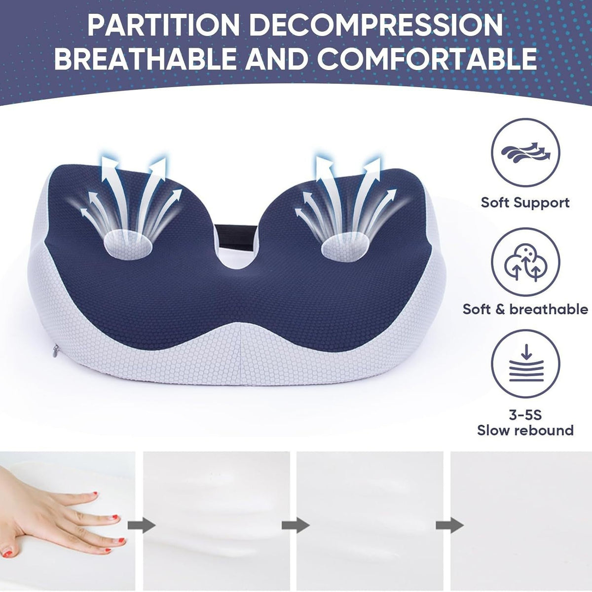 Memory Foam Anti-Slip Seat Cushion for Office Chairs