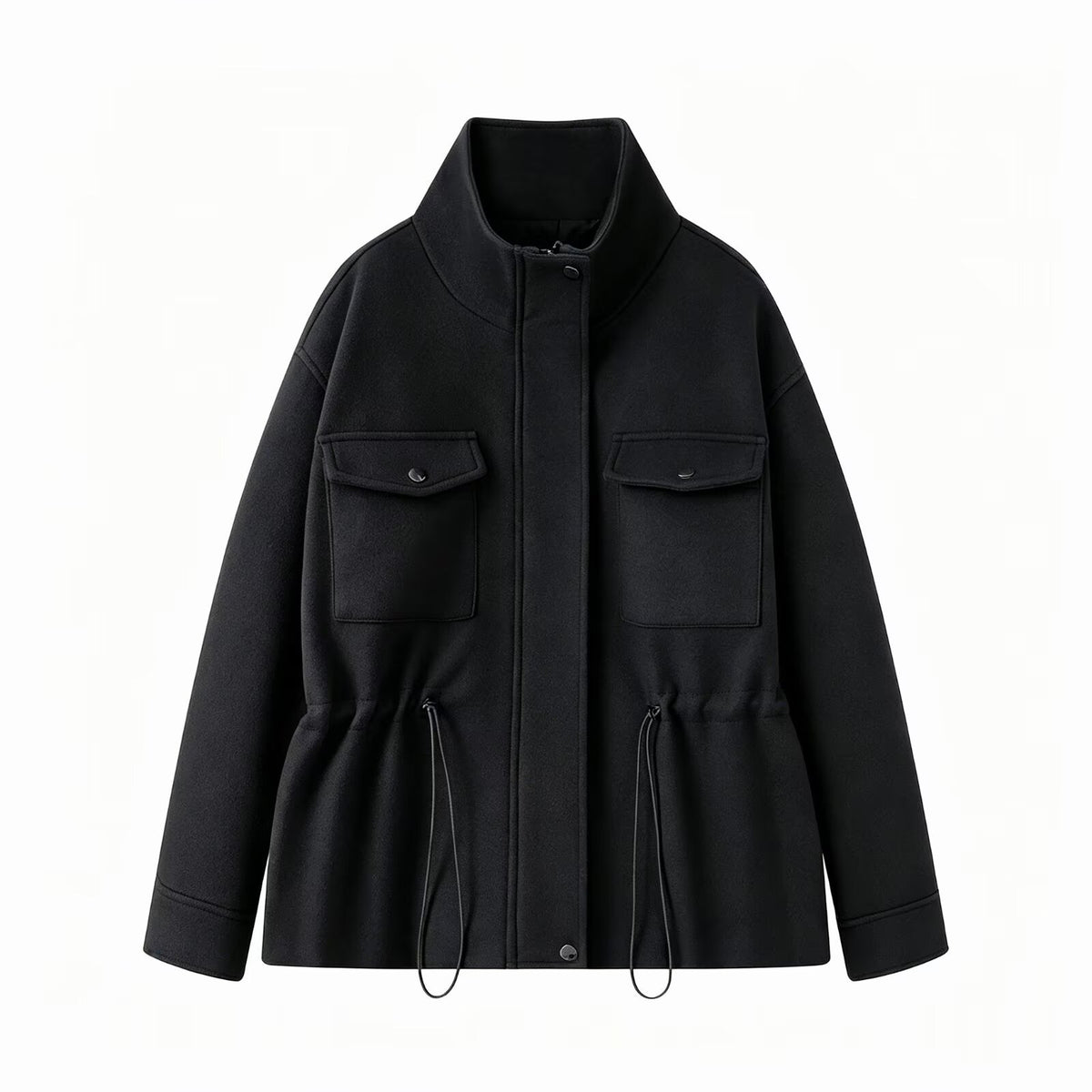 Zip-Up Stand Collar Adjustable Waist Jacket - product image 3