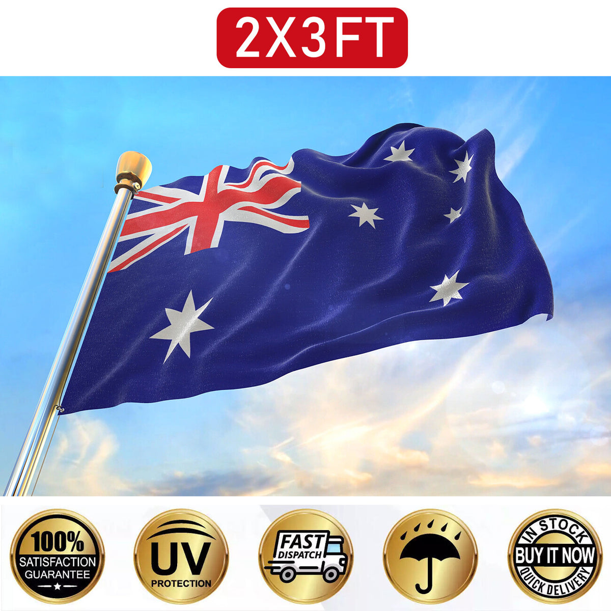 2PCS Australian Flag 60x90cm 2x3FT Outdoor Hanging Garden Decoration Australian Flag