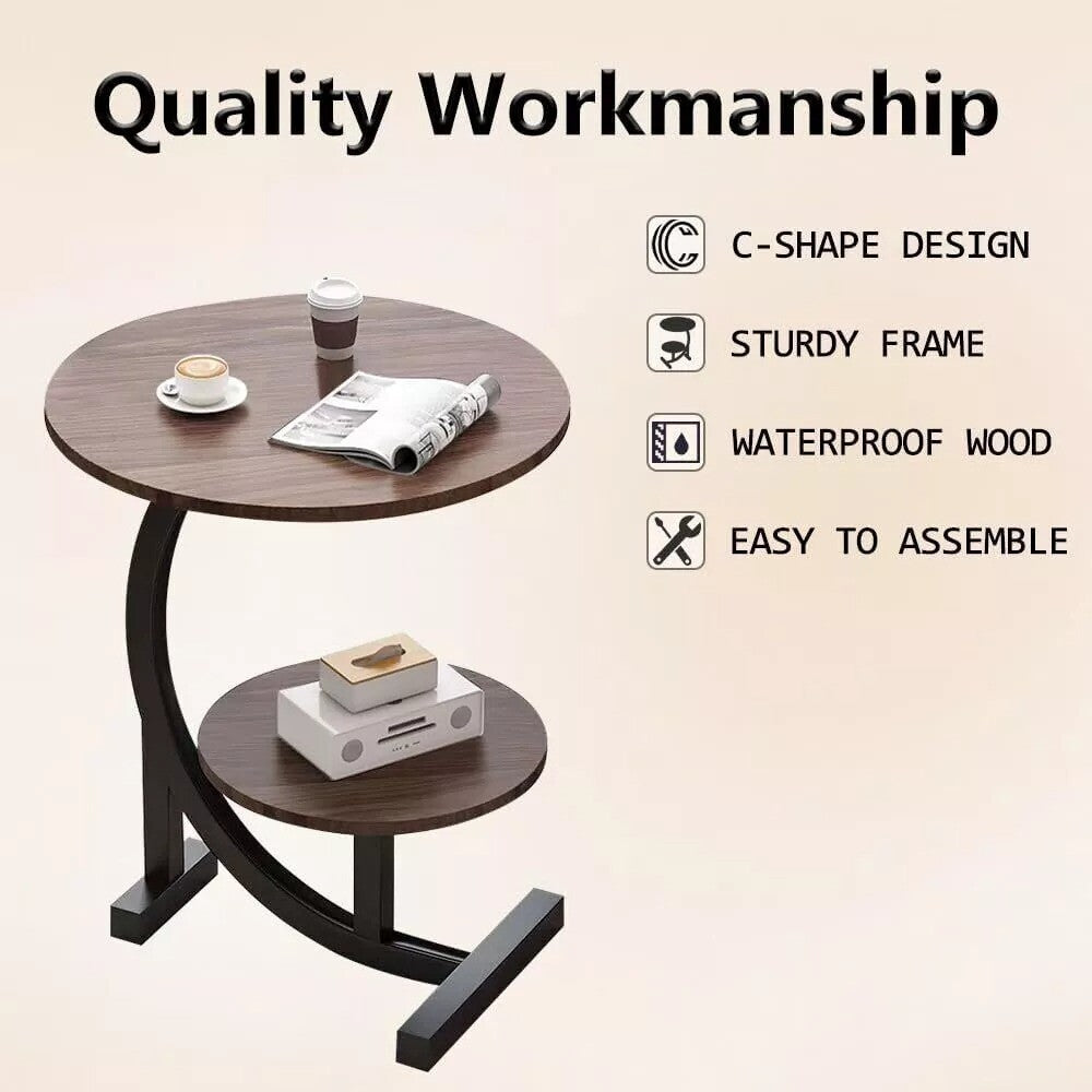 Side Table C Shaped for Sofa Coffee End Tables for Living Room Bedside Tables
