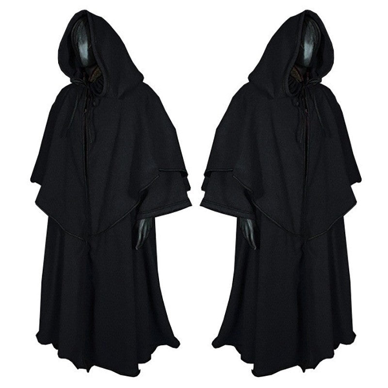 Medieval 5-color cloak hooded cloak monk robe cloak long sleeved wizard guide cloak cosplay - 2bazar4