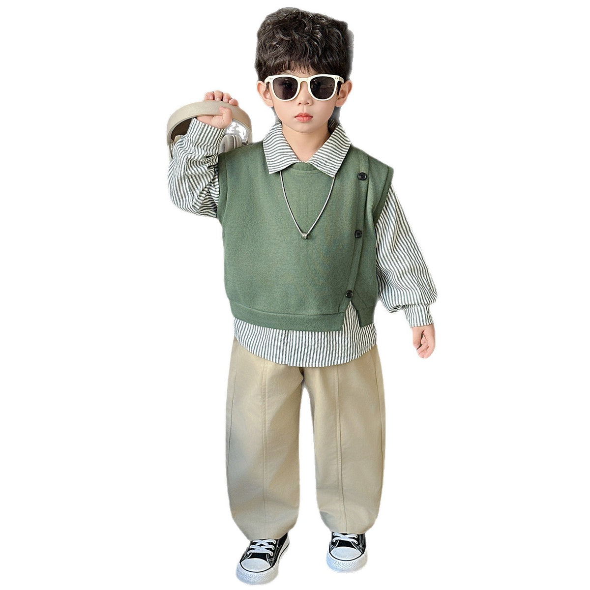 Boys  Casual Three-Piece Set Shirt and Vest Suit