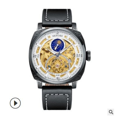 SENORS Sun Moon Star Wine Barrel Super Luminous Automatic Mechanical Watch Manufacturer Spot SN217 - 2bazar4