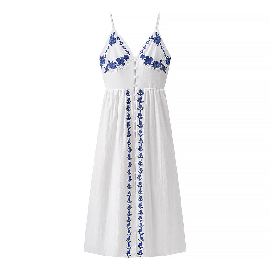 Embroidered Strapless Midi Dress for Women