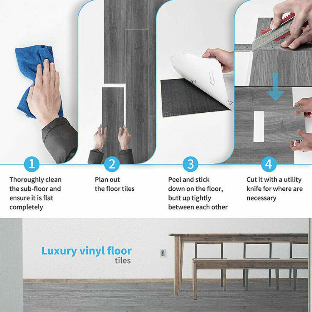 5m² Floor Planks Tiles Self Adhesive Wood Effect Vinyl Flooring Bathroom Decor