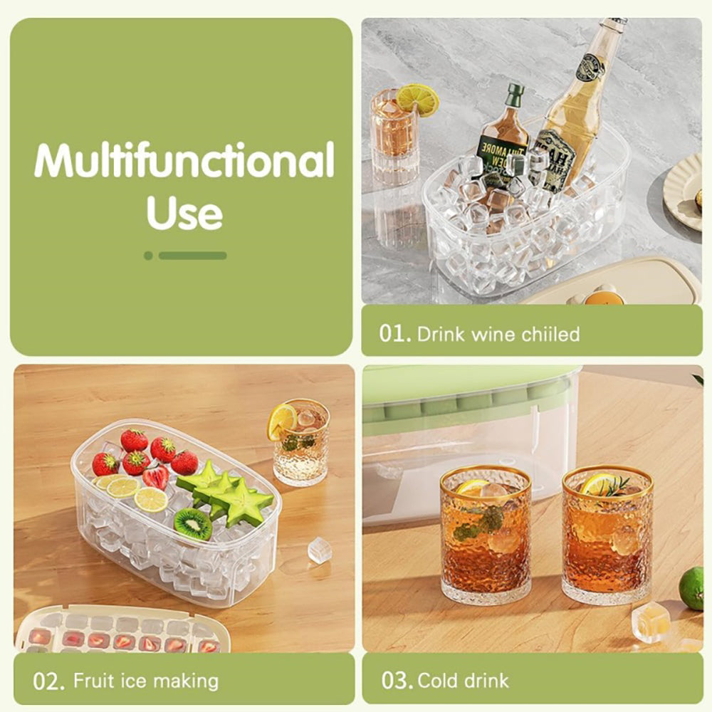 Practical Refrigerator Ice Cubes Tray System Nonslip Base Cocktails Making Tool beige