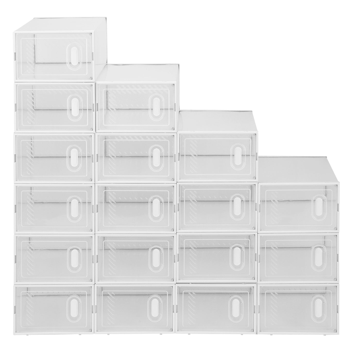 Shoe Storage Boxes 18 Pack Clear Plastic Stackable - White