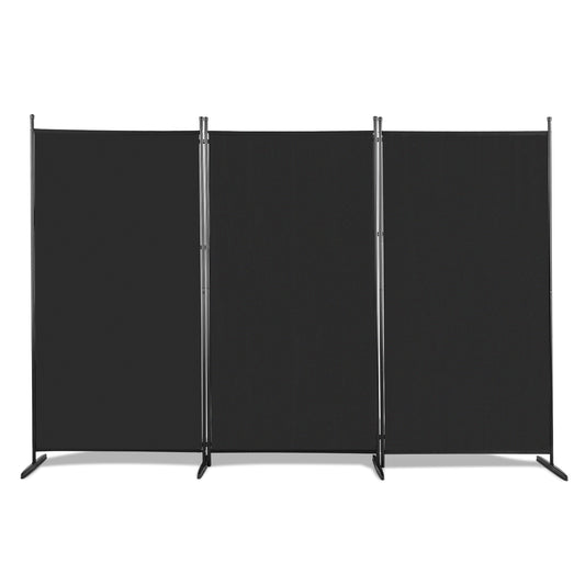 6FT Trifold 130g Polyester Fabric Plastic Foot Carbon Steel Frame Foldable Screen Black