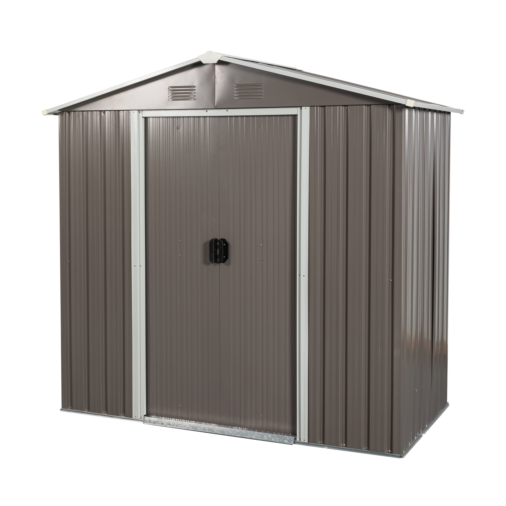 6ft x 4ft Outdoor Storage Shed with Metal Floor-to-Ceiling Lockable Sliding Door- Grey_2