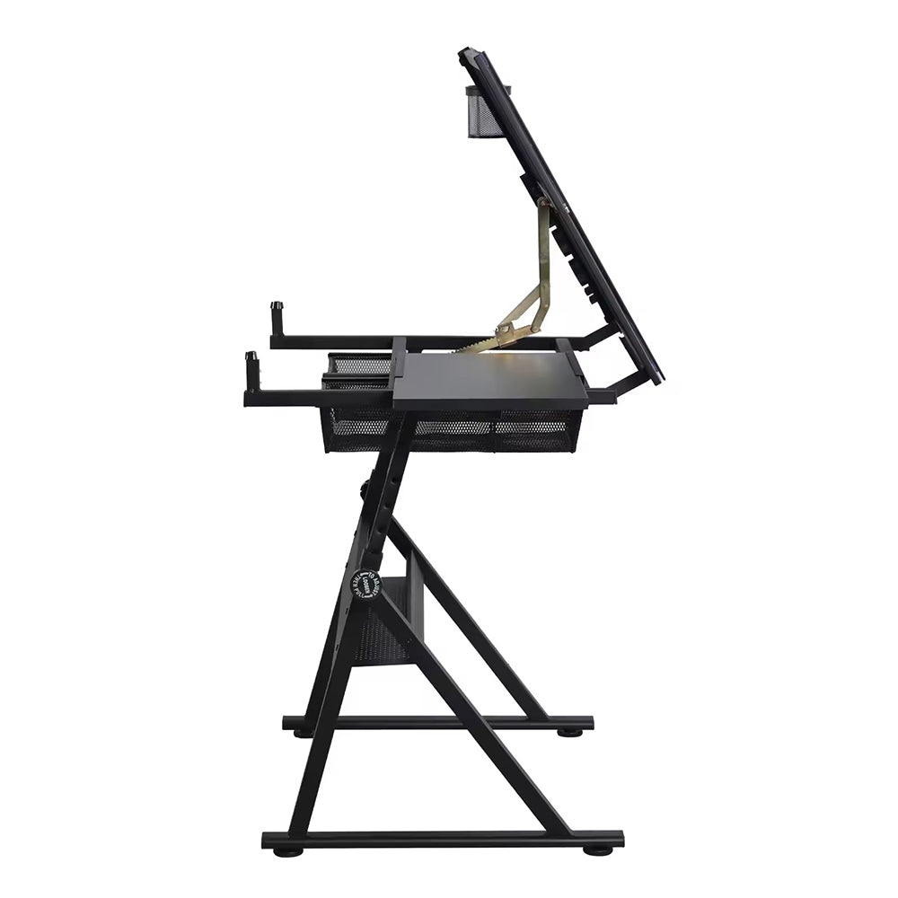 Tempered Glass Adjustable Drafting Table - Black_2