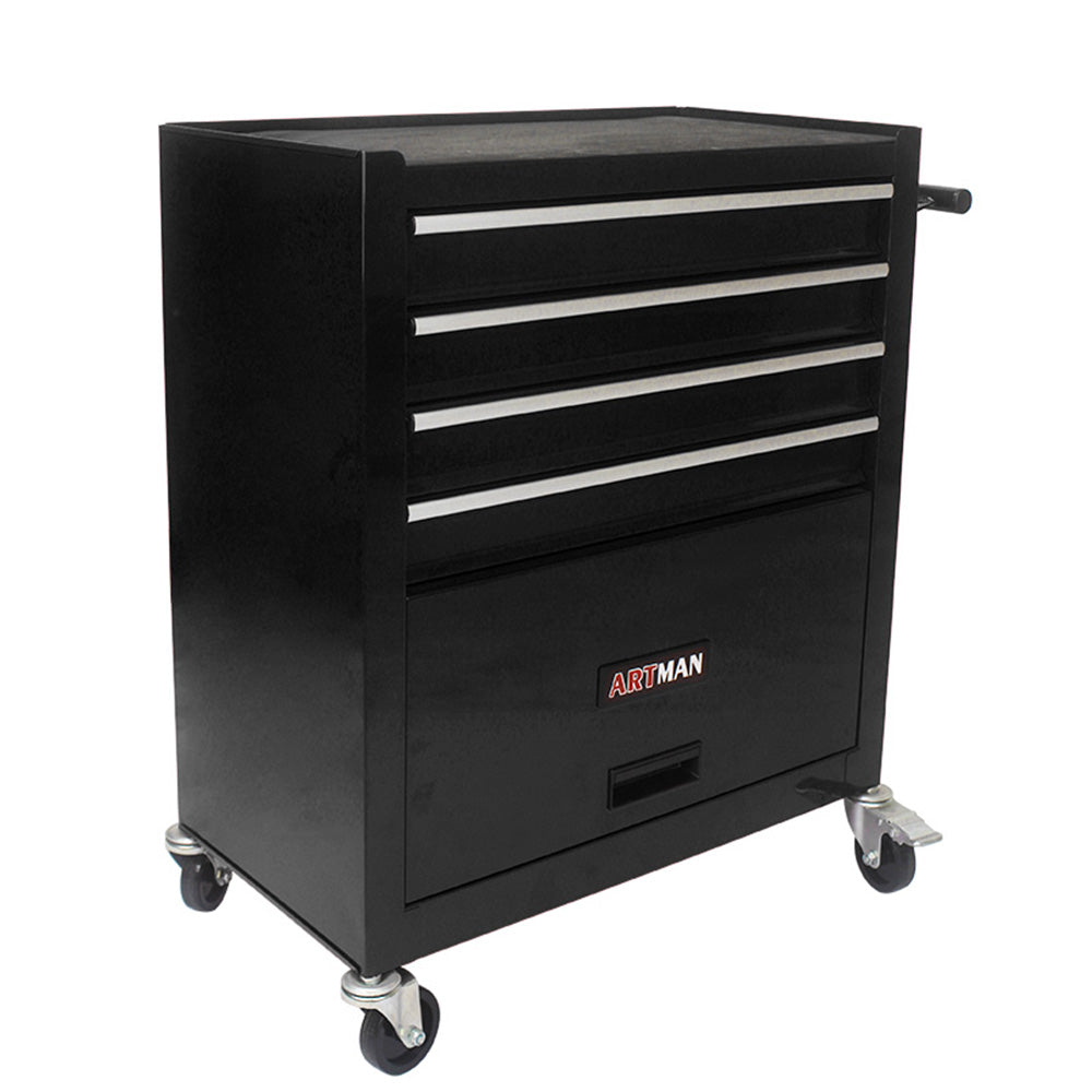 4-Drawer Multifunctional Tool Cart with Wheels - Black_1