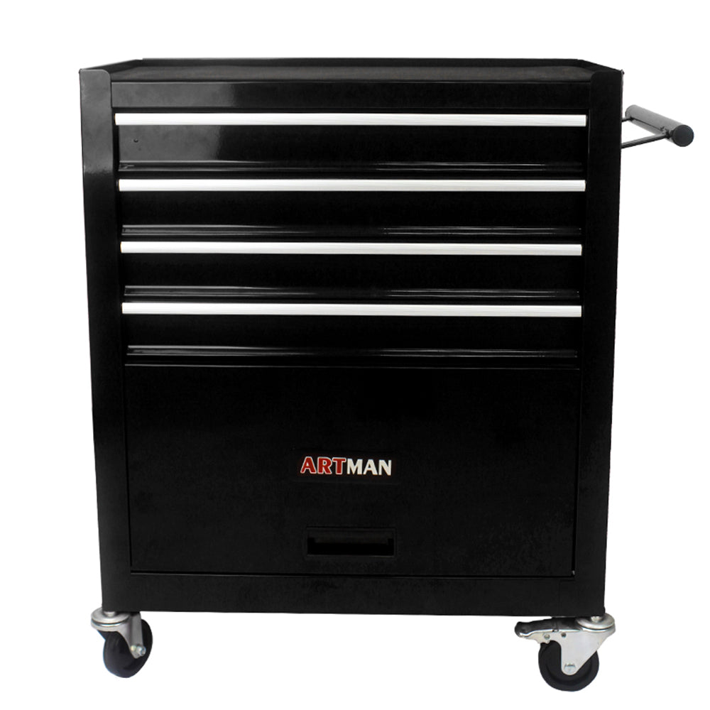 4-Drawer Multifunctional Tool Cart with Wheels - Black_0