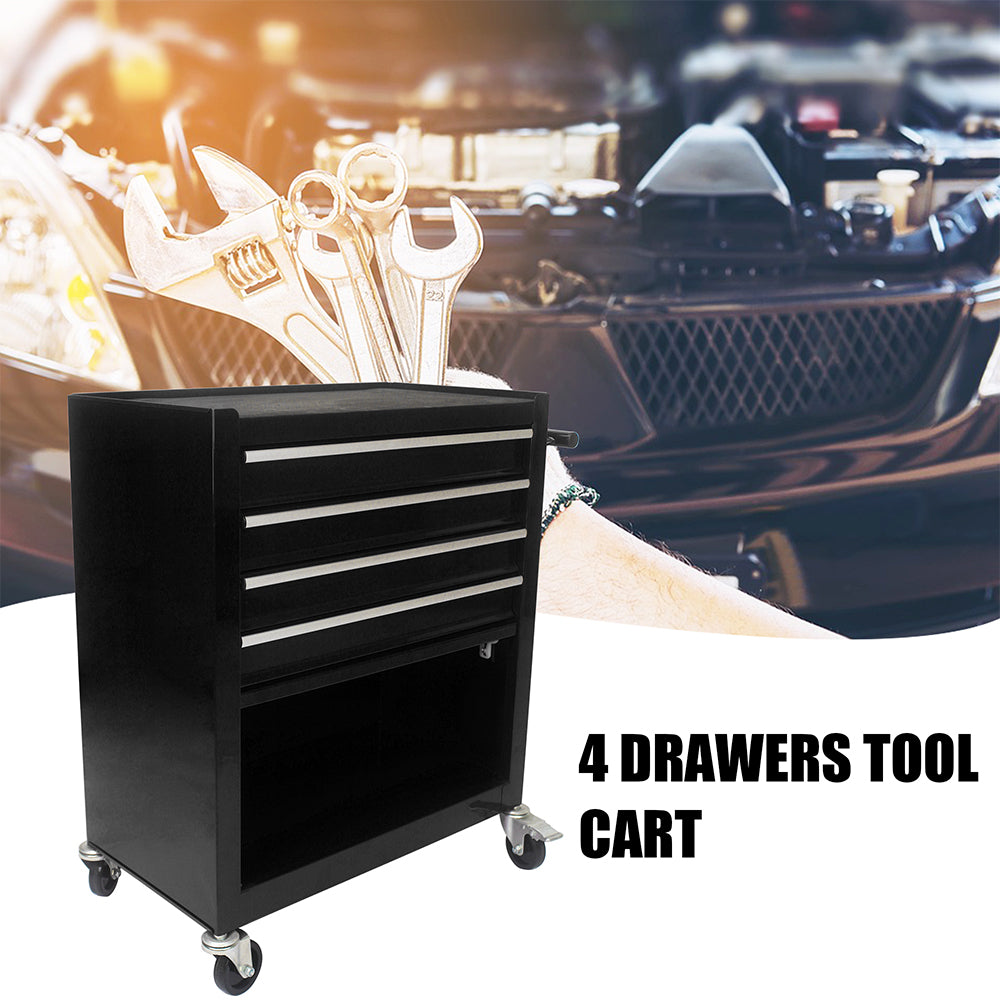 4-Drawer Multifunctional Tool Cart with Wheels - Black_9