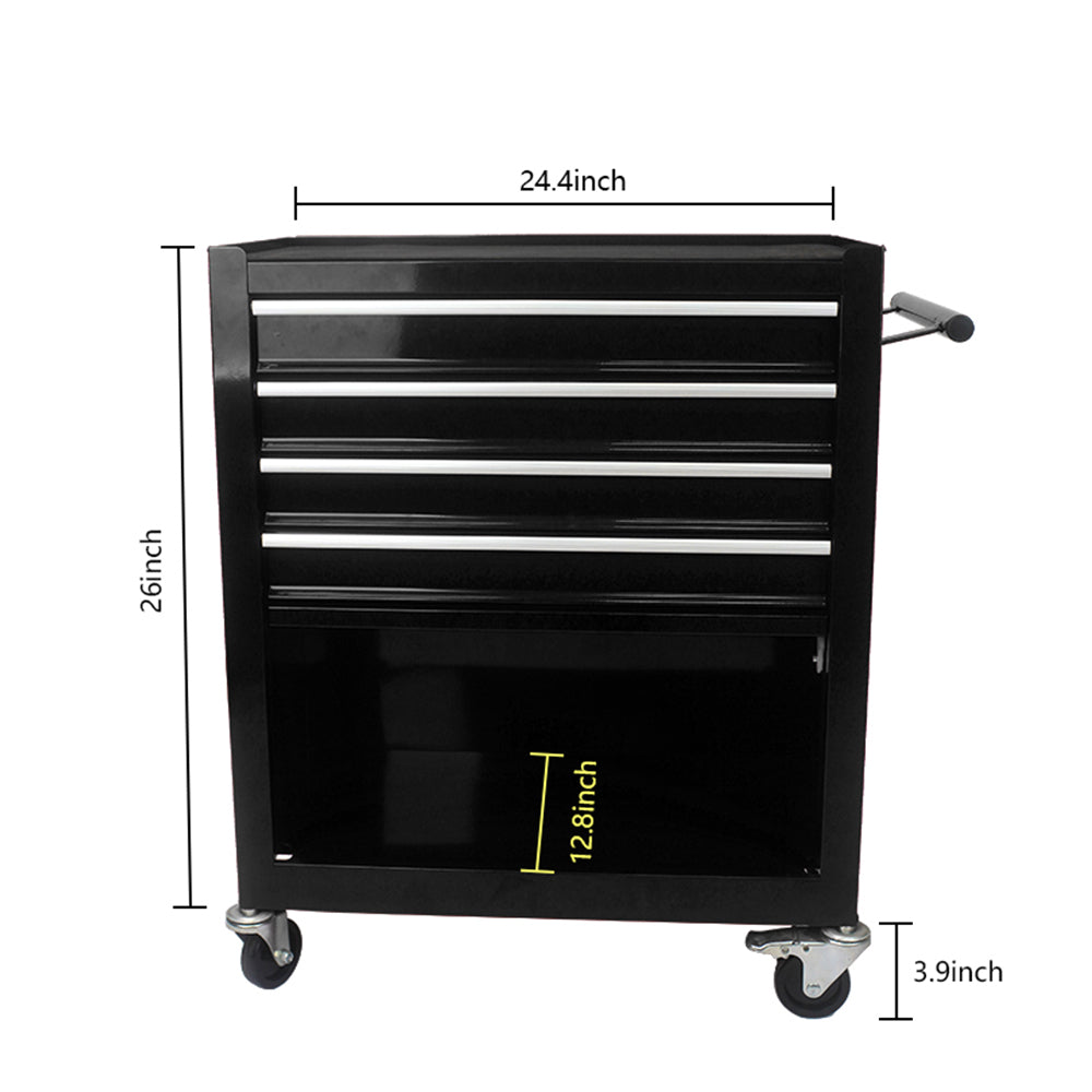 4-Drawer Multifunctional Tool Cart with Wheels - Black_8