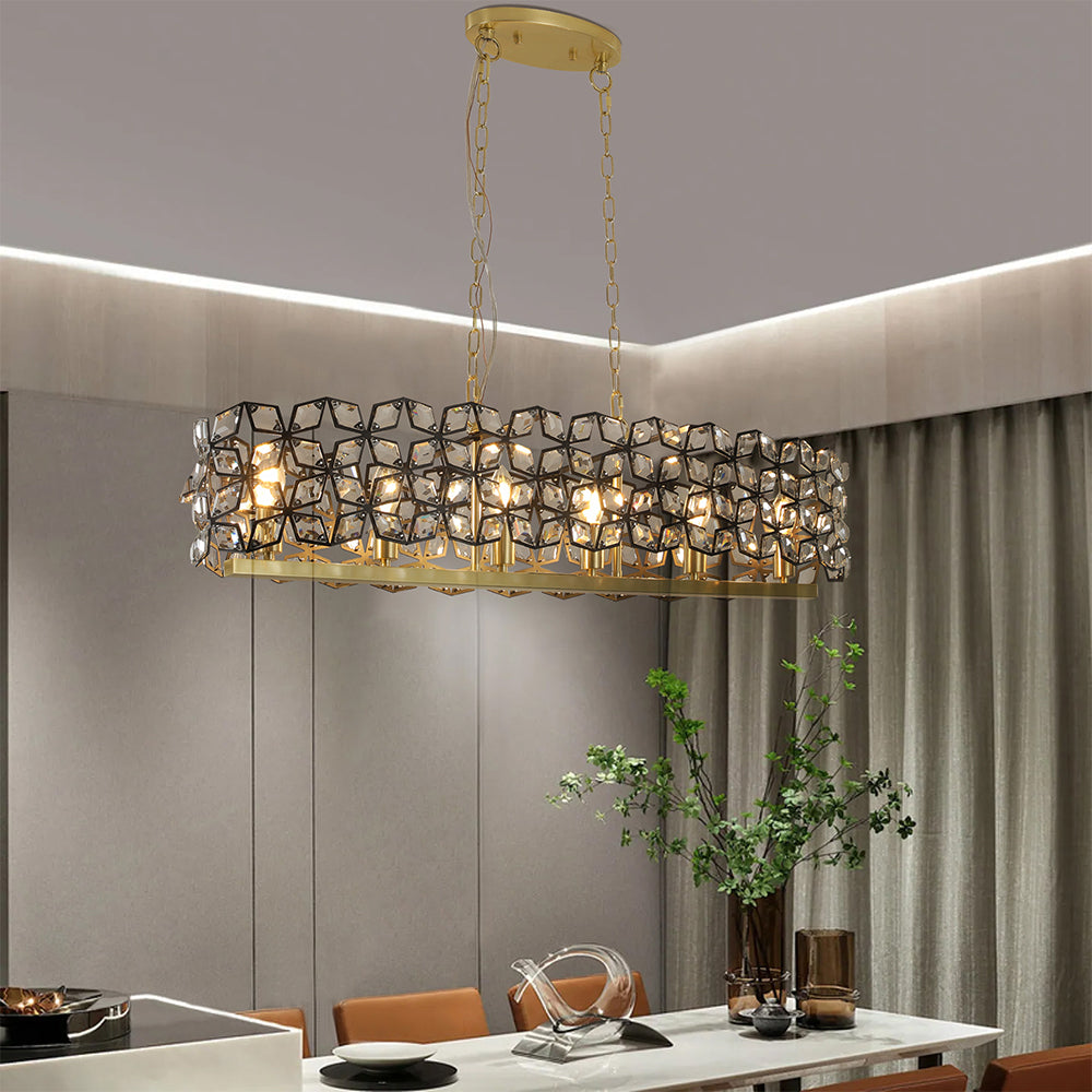 Champagne Gold Oval Crystal Chandelier - Modern Luxury Lighting_3