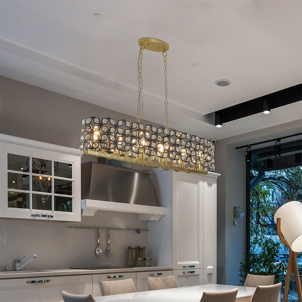 Champagne Gold Oval Crystal Chandelier - Modern Luxury Lighting_6