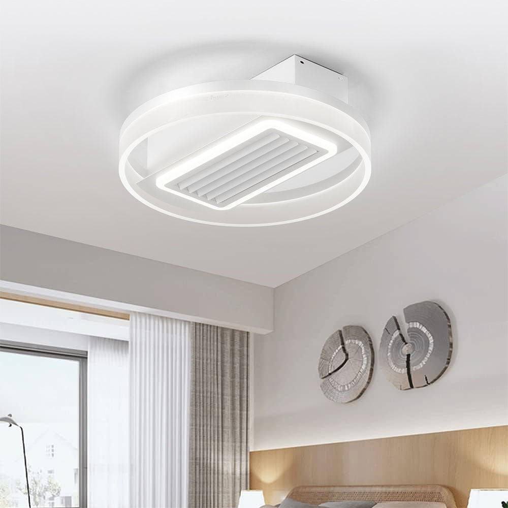 Bladeless Fan Lamp With Lights Dimmable LED - White_1