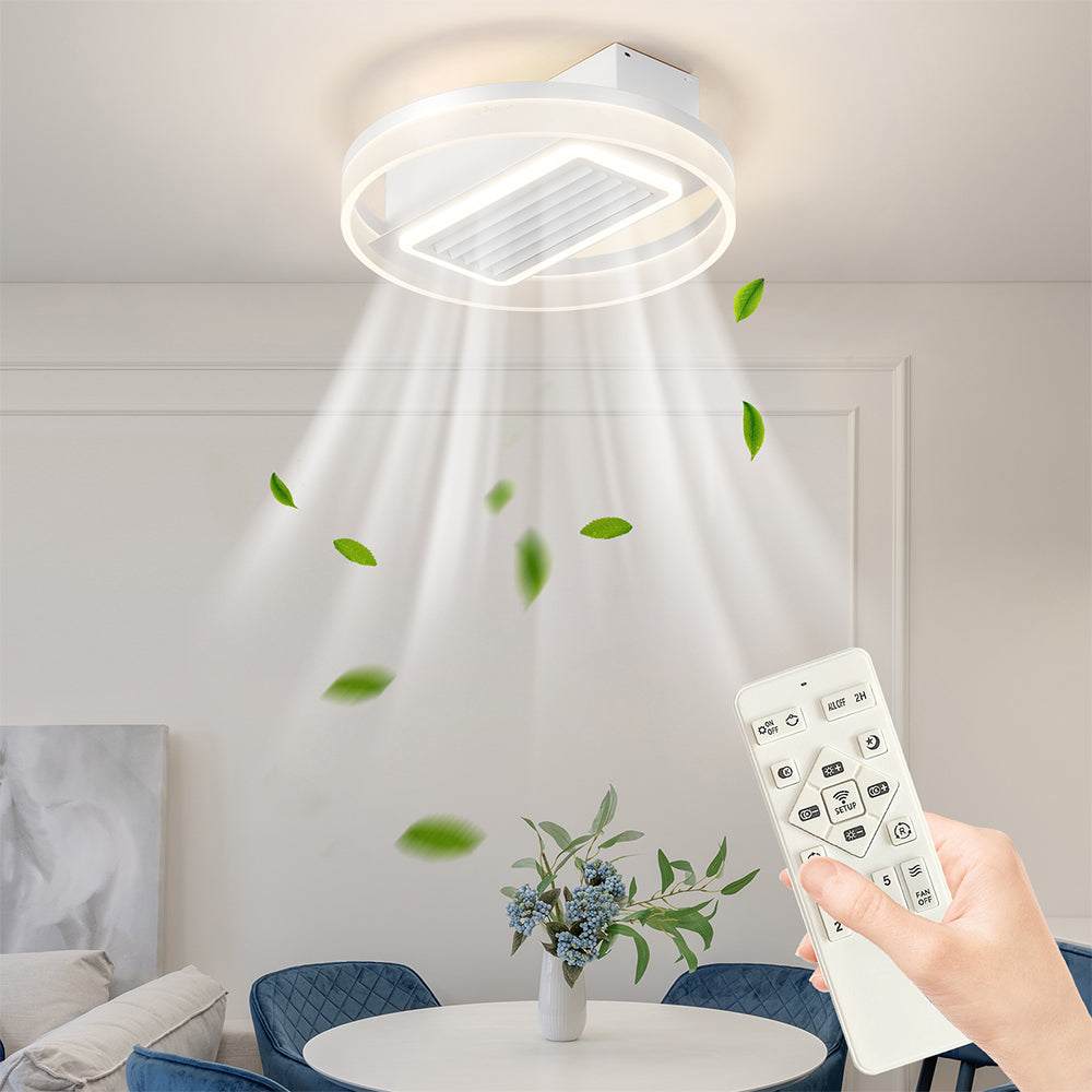 Bladeless Fan Lamp With Lights Dimmable LED - White_4