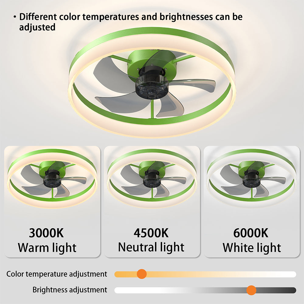 Slim Modern Ceiling Fan with Dimmable LED Light - Green_6