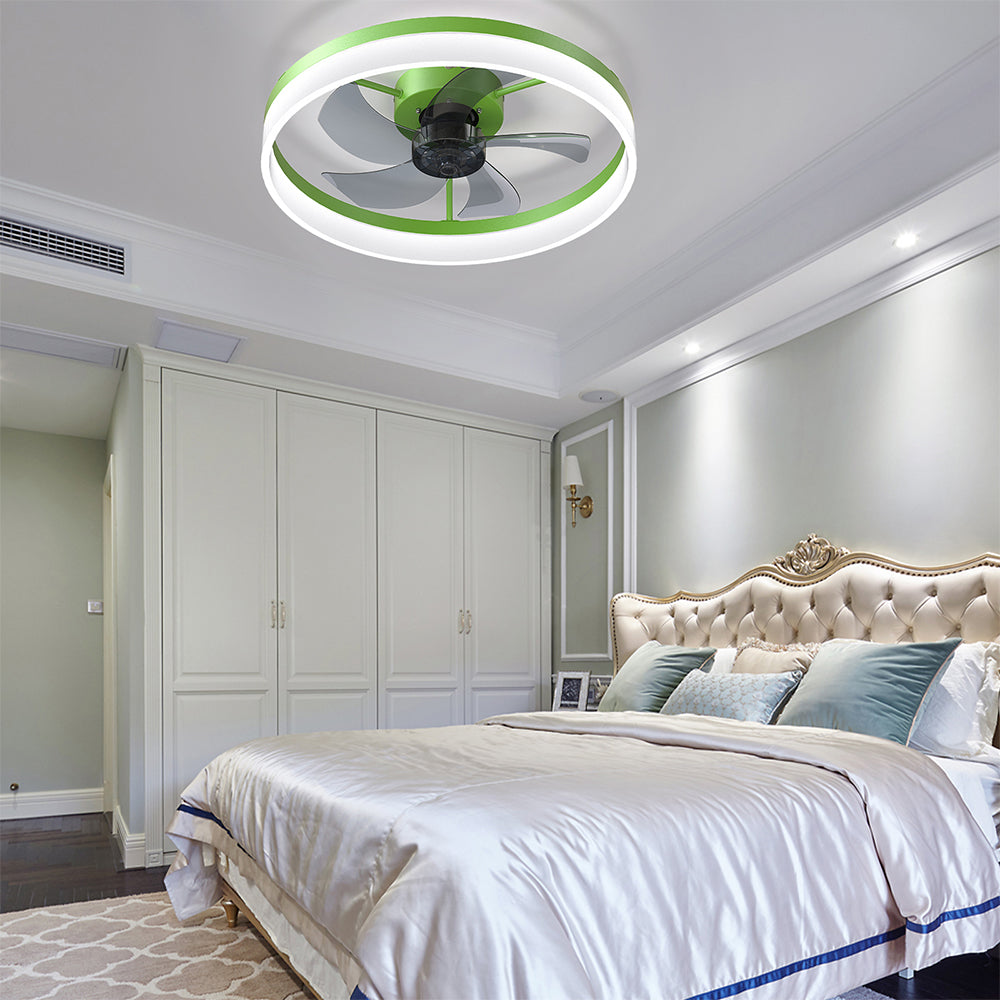 Slim Modern Ceiling Fan with Dimmable LED Light - Green_4