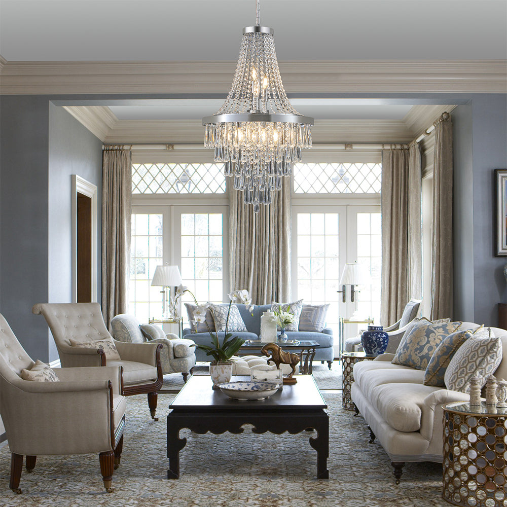 Luxurious Large Contemporary Chromium-Colored Crystal Chandelier_1