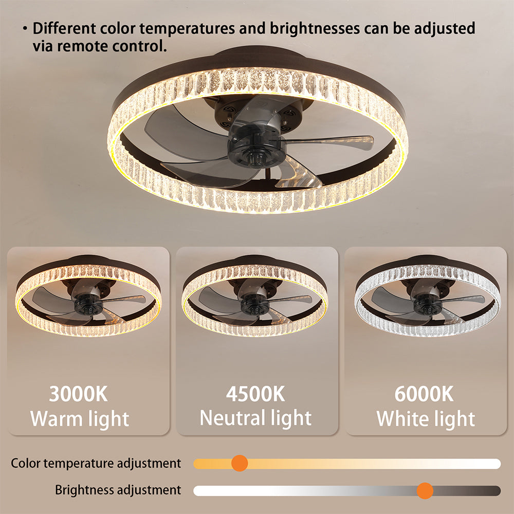 Minimalist LED Chandelier Ceiling Fan - Brown_6