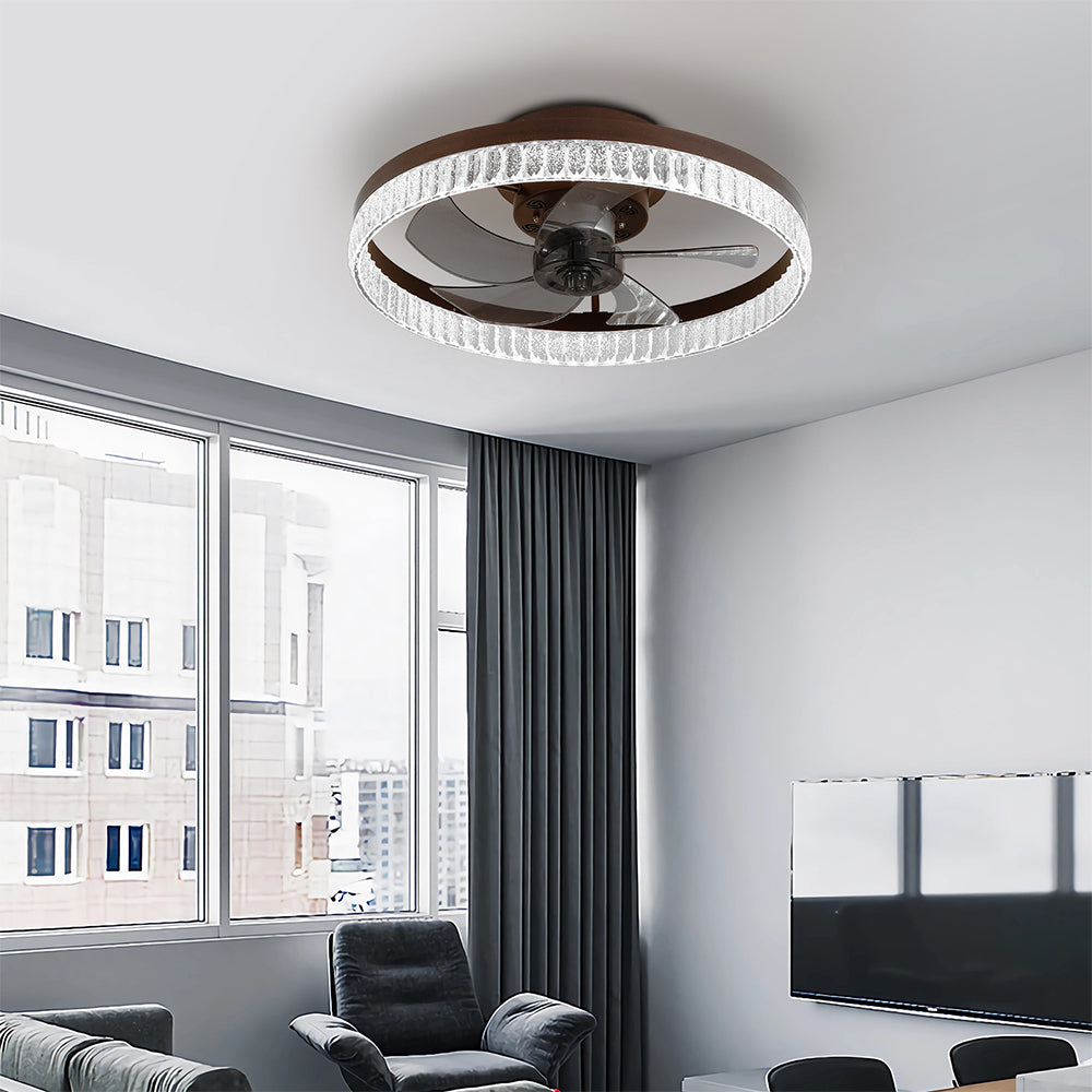 Minimalist LED Chandelier Ceiling Fan - Brown_2