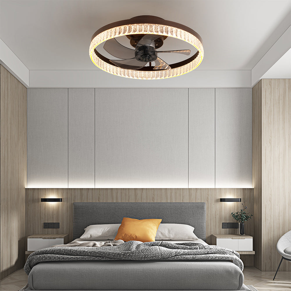 Minimalist LED Chandelier Ceiling Fan - Brown_1