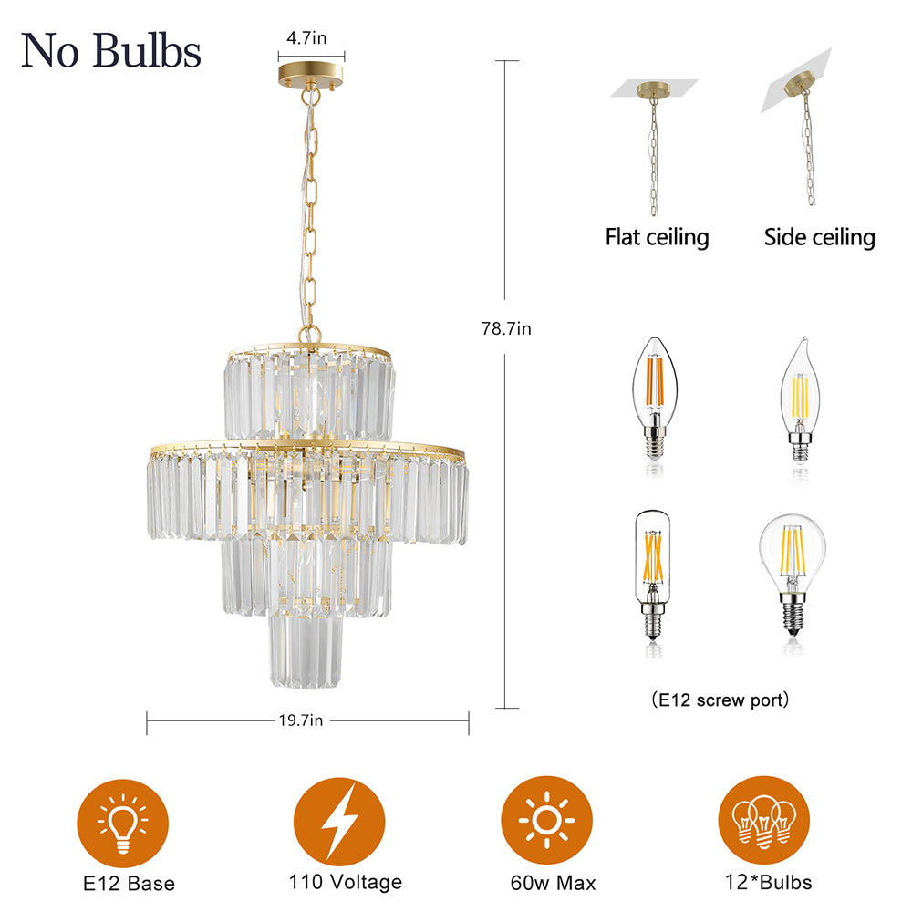 19.7 Inch Modern Crystal Chandelier - Pendant Light Fixture_7