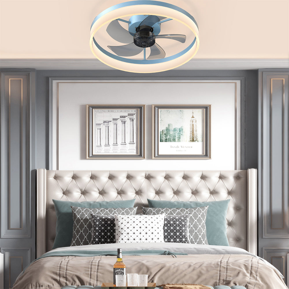 Modern Slim LED Ceiling Fan with Dimmable Lights - Blue_1