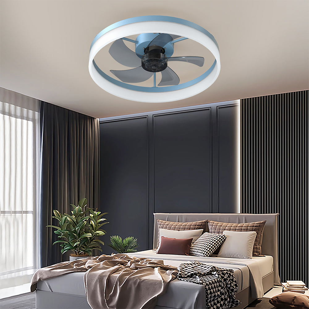 Modern Slim LED Ceiling Fan with Dimmable Lights - Blue_4