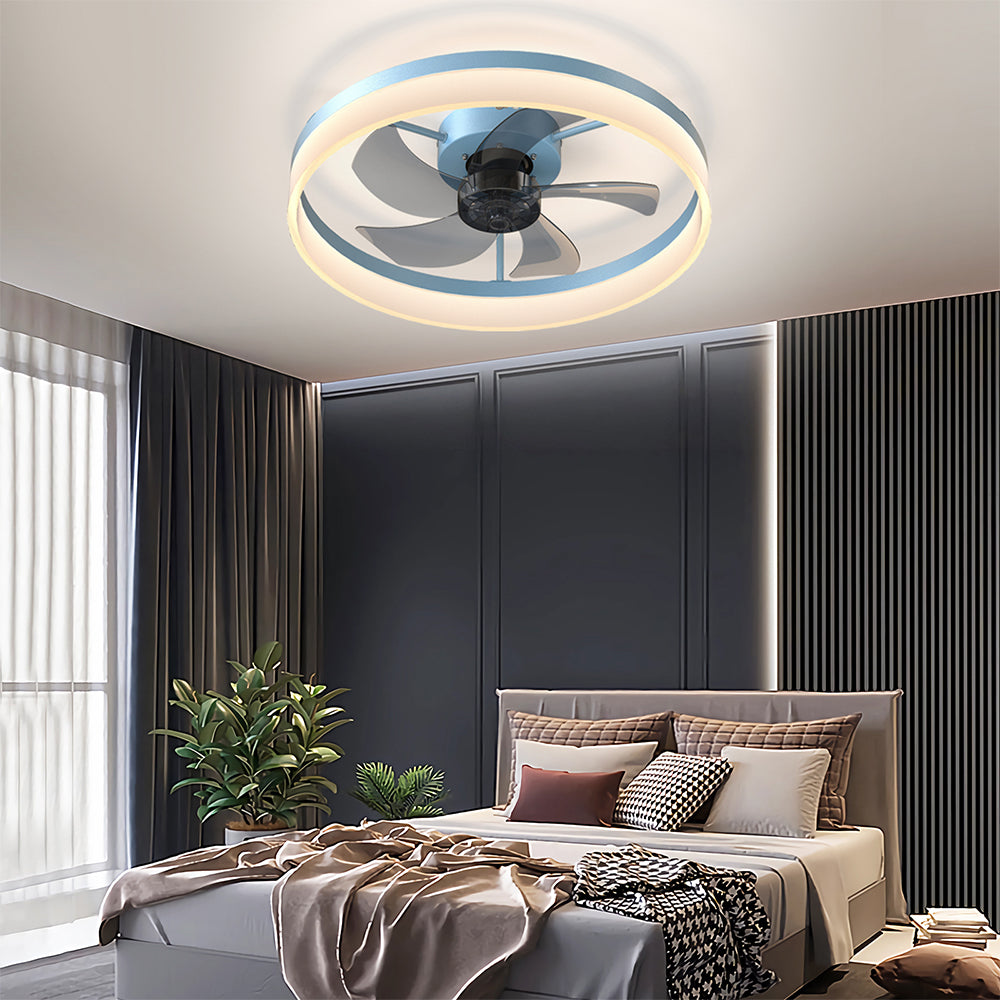 Modern Slim LED Ceiling Fan with Dimmable Lights - Blue_2