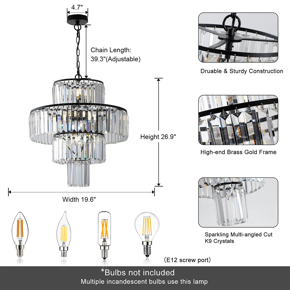 Modern Luxury Crystal Chandelier - Black_6