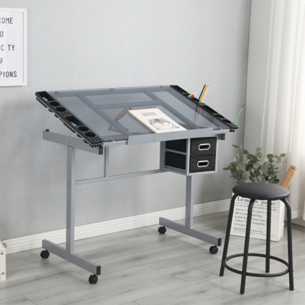 Adjustable Art Drawing Desk with Craft Station_3